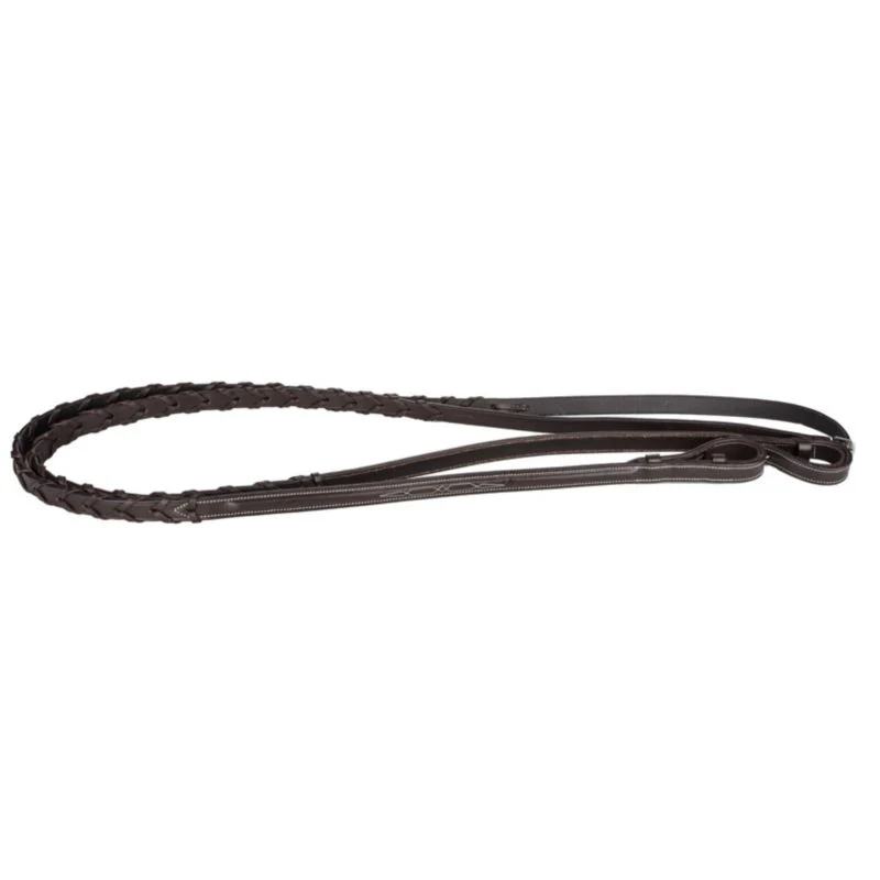 Davinci Fancy Raised Laced Reins Dark Brown 5/8In - Image 2