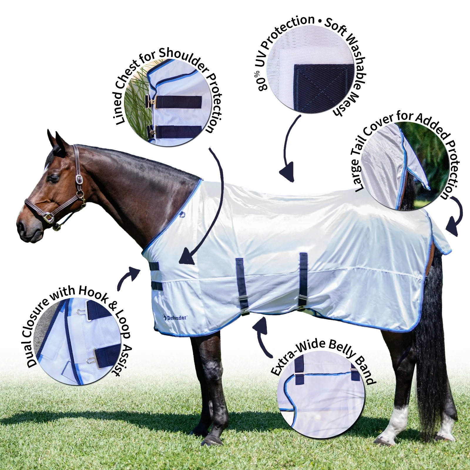 Defender Silver Elite Standard Neck Fly Sheet - Image 2