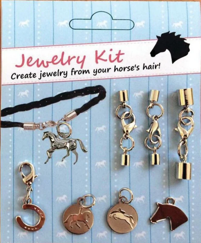 Horse Hair Jewelry Kit/Jumper/Dressage CharmsBk/Wh
