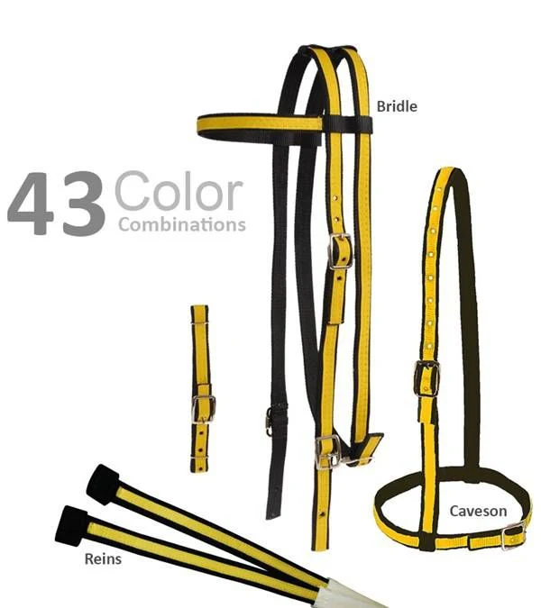 Jacks Two Tone Race Bridle Set 3/4" Black/Neon Pin - Image 5