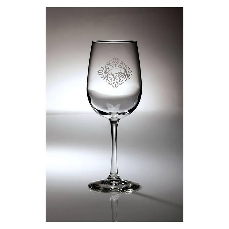 Kelley Dressage Floral Etched Wine Glass
