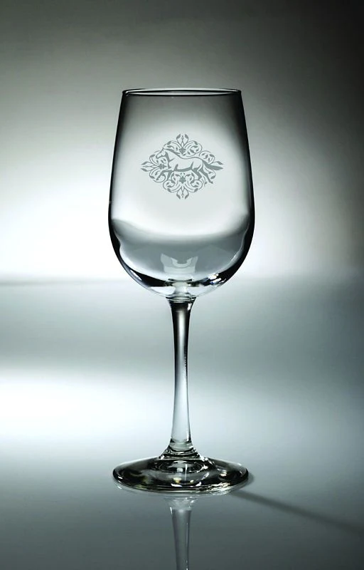 Kelley Gallop Floral Etched Wine Glass 18.5oz Bk/W