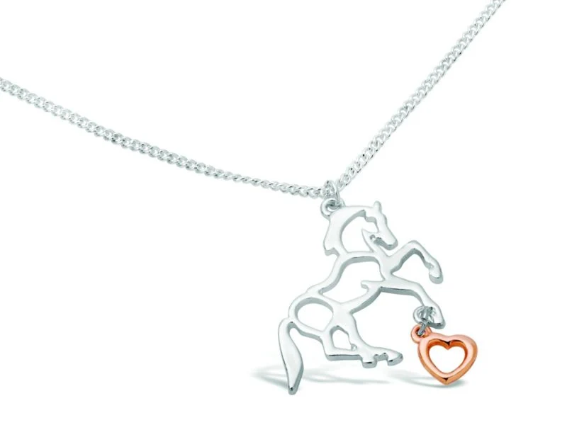 Kelley Heart and Silver Horse Hoof Necklace