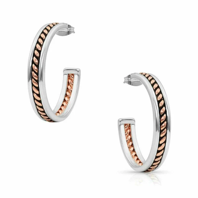 Montana Silversmiths Inside Rope Hoop Earrings Sil