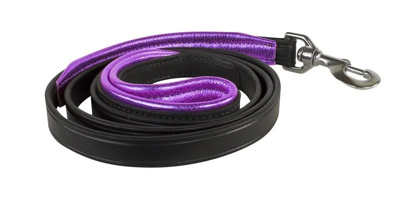 Perris Metallic Padded Leather Dog Leash 5ft Bk/Pi - Image 3