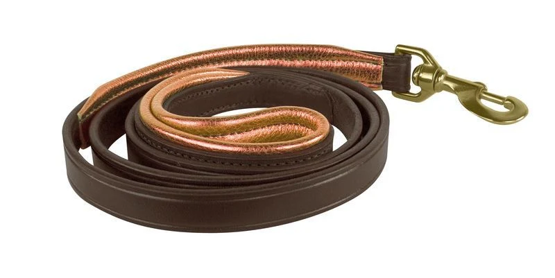 Perris Metallic Padded Leather Dog Leash 5ft Bk/Pi - Image 5