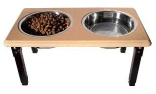 Posturepro Adj Double Diner Dish For Dogs 3 Qt oak