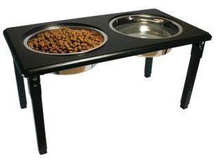 Posturepro Adj Double Diner Dish For Dogs 2 Qt Blk