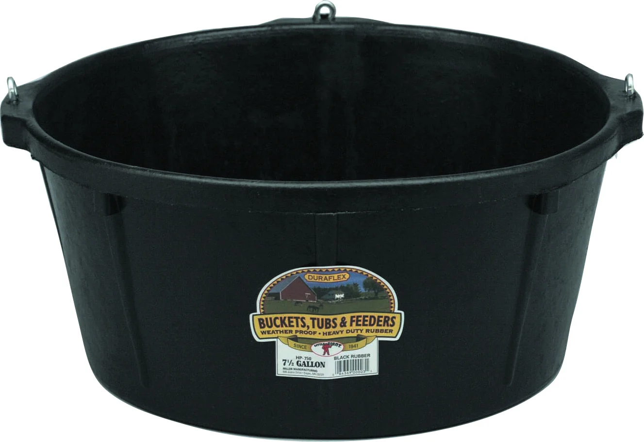 Rubber Feed Tub With Eye Screws - 6 1/2 Gallon