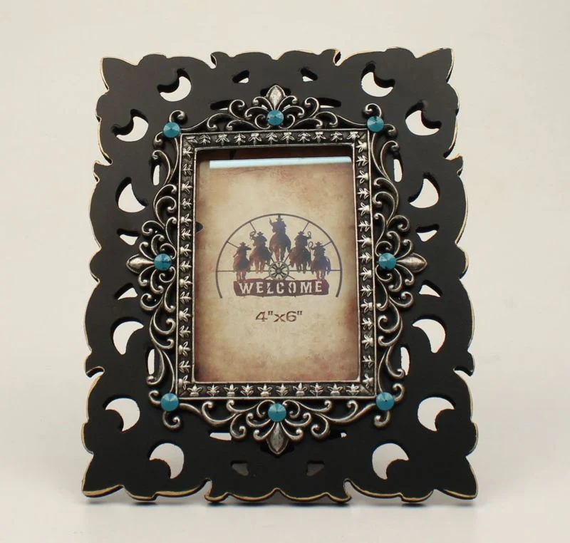 Scroll Stone Picture Frame 4 x 6 Bk/Wh