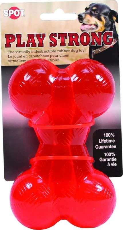 Spot Play Strong Rubber Bone Dog Toy Small Red - Image 2
