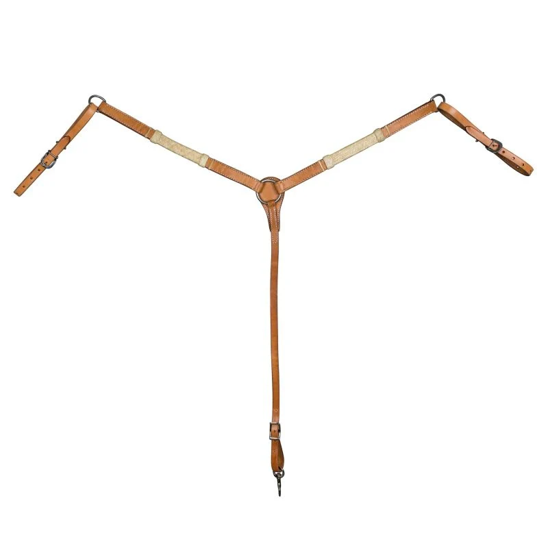 Tabelo Breast Collar with Rawhide Trim Light Oil