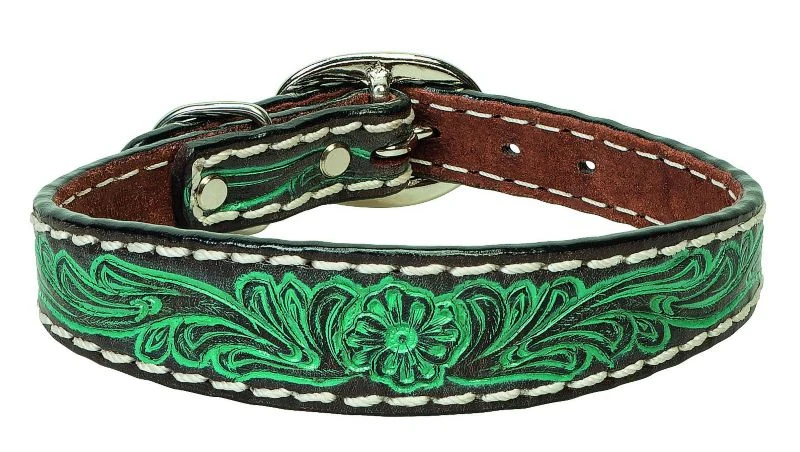 Weaver Carved Turquoise Flower Dog Collar - Image 6