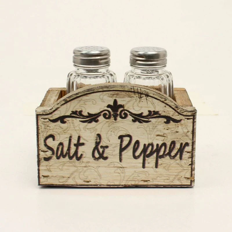Western Moments Iv Wood Salt And Pepper Shaker Set
